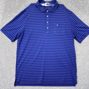 Stitch Golf Polo Shirt Mens XL Blue Orange Striped Performance Pocket EUC